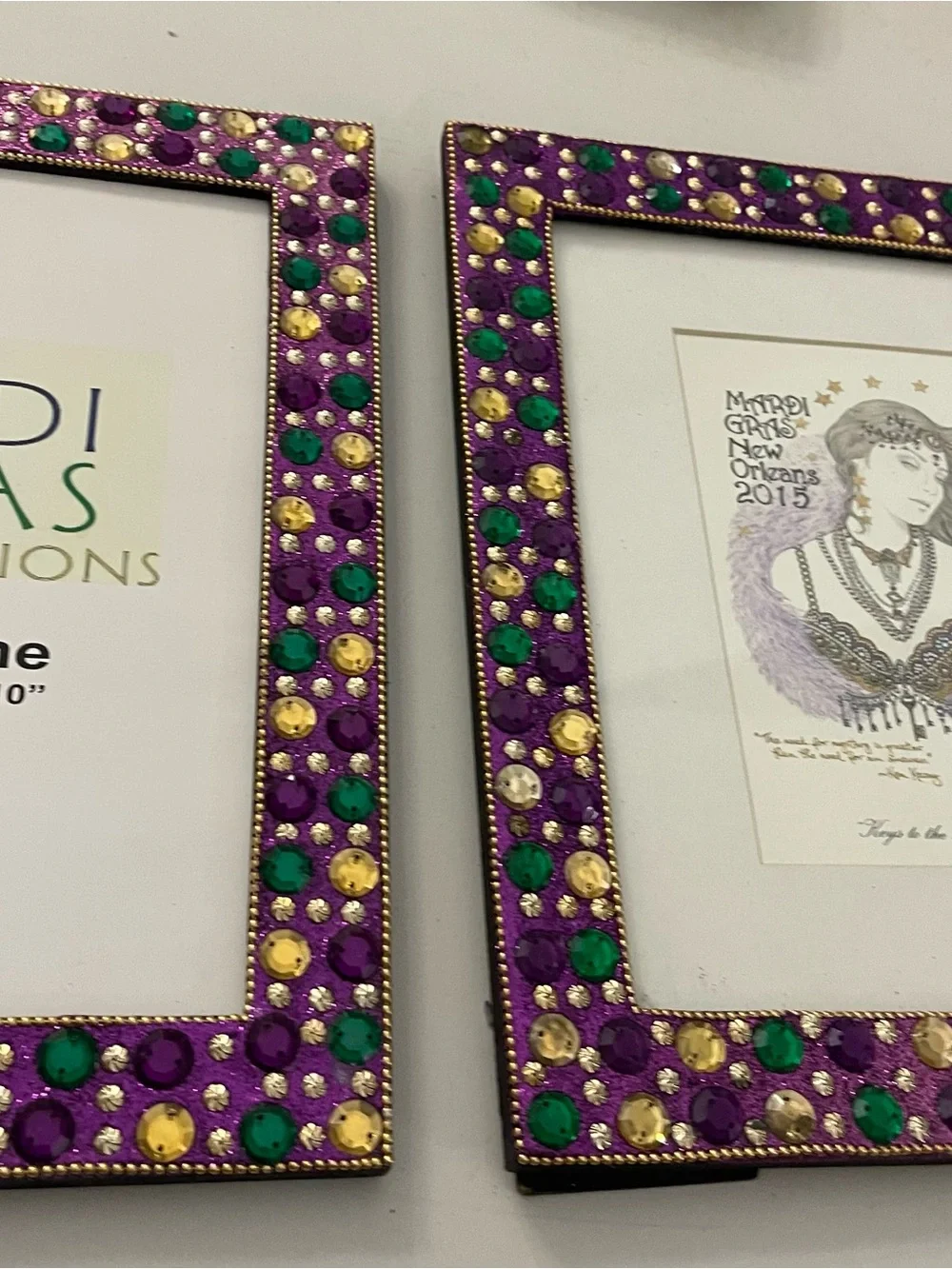 Purple & Green Jeweled Photo Frame - Set of 2